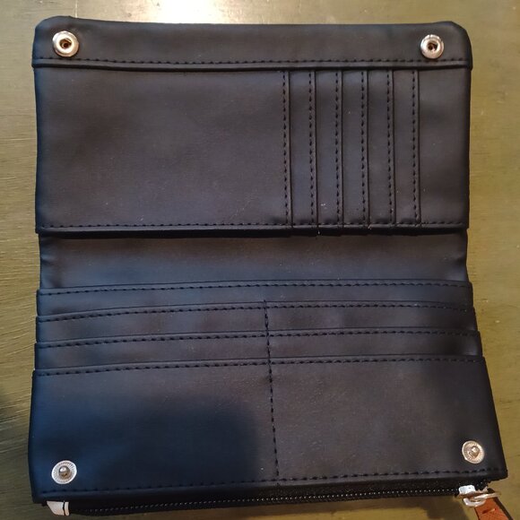 GUESS Handbag Satchel Black & White Striped with Wallet Beautiful Condition - Picture 15 of 16